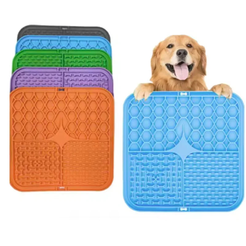 Silicone Dog Lick Mat – Slow Feeder & Bath Time Distraction Mat with Suction Cups for Treats & Training