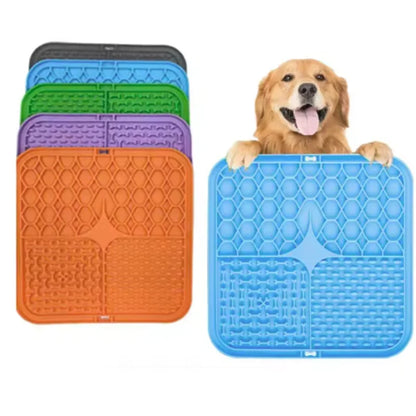 Silicone Dog Lick Mat – Slow Feeder & Bath Time Distraction Mat with Suction Cups for Treats & Training