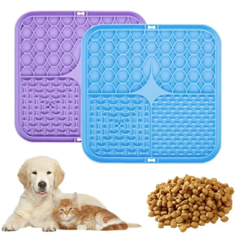 Silicone Dog Lick Mat – Slow Feeder & Bath Time Distraction Mat with Suction Cups for Treats & Training