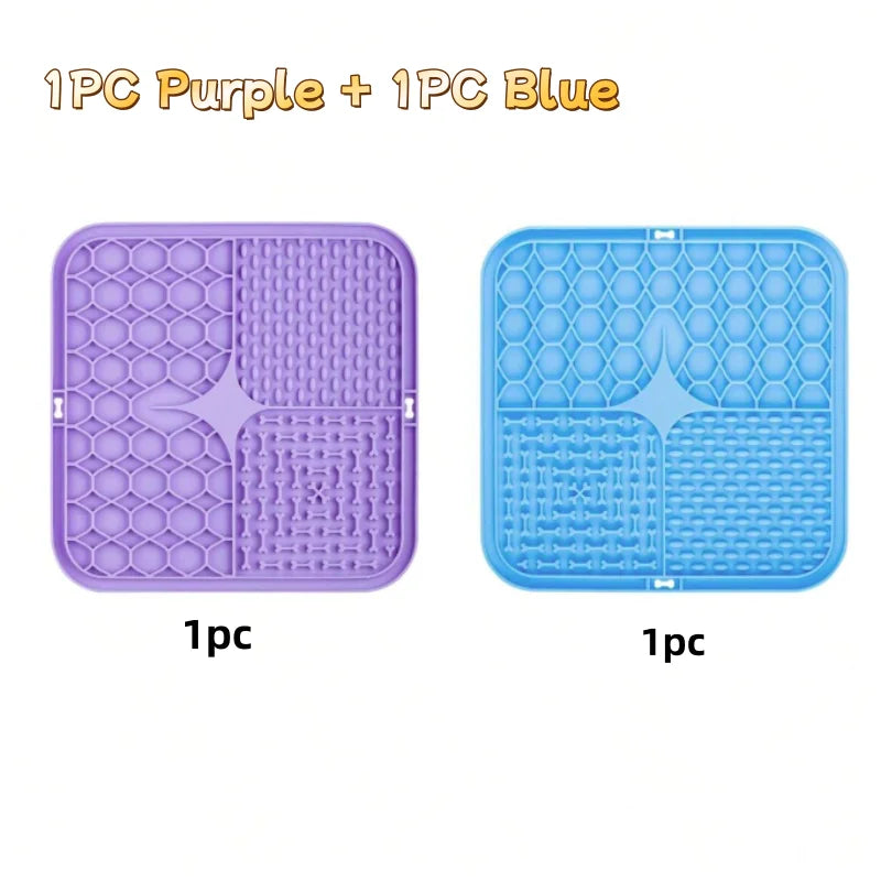 Silicone Dog Lick Mat – Slow Feeder & Bath Time Distraction Mat with Suction Cups for Treats & Training