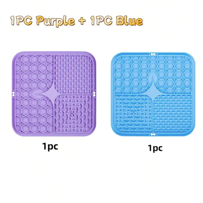 Silicone Dog Lick Mat – Slow Feeder & Bath Time Distraction Mat with Suction Cups for Treats & Training