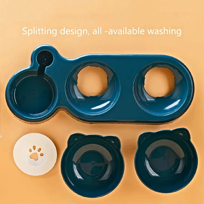 Cute Ear Design 3-in-1 Pet Bowl Set with Gravity Water Bottle