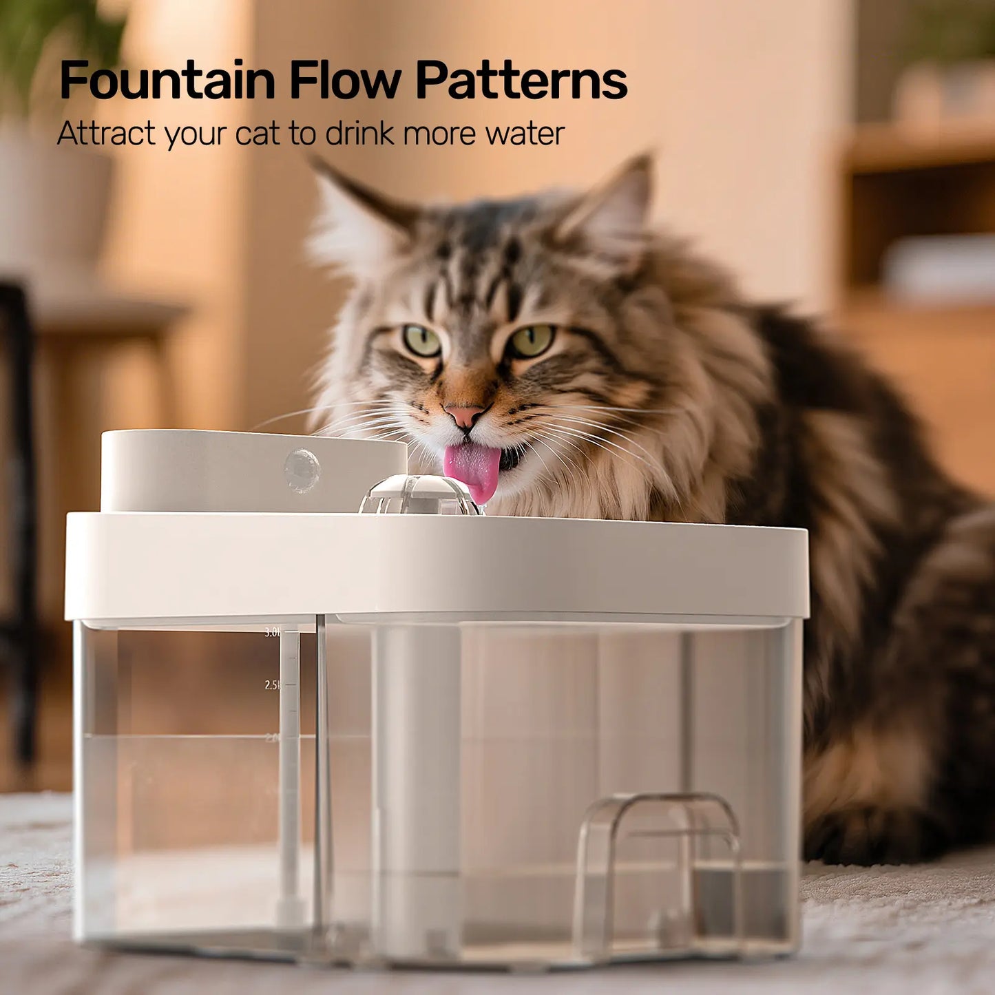 HAPAW Cat Water Fountain, 2.4Ghz Wi-Fi App Control Automatic Pet Water Dispenser with 5000Mah Battery, Separated Clean & Waste Water, Filter-Free Plug-In Fountain for Cats,Back to School