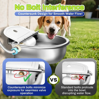 3L Stainless Steel Automatic Dog Water Bowl Dispenser - Single Unit with Fountain Flow, Drain Plug, Refill Hose, Slopper Stopper Water Trough (Pet Feeding Accessory) Multi-Pet Home