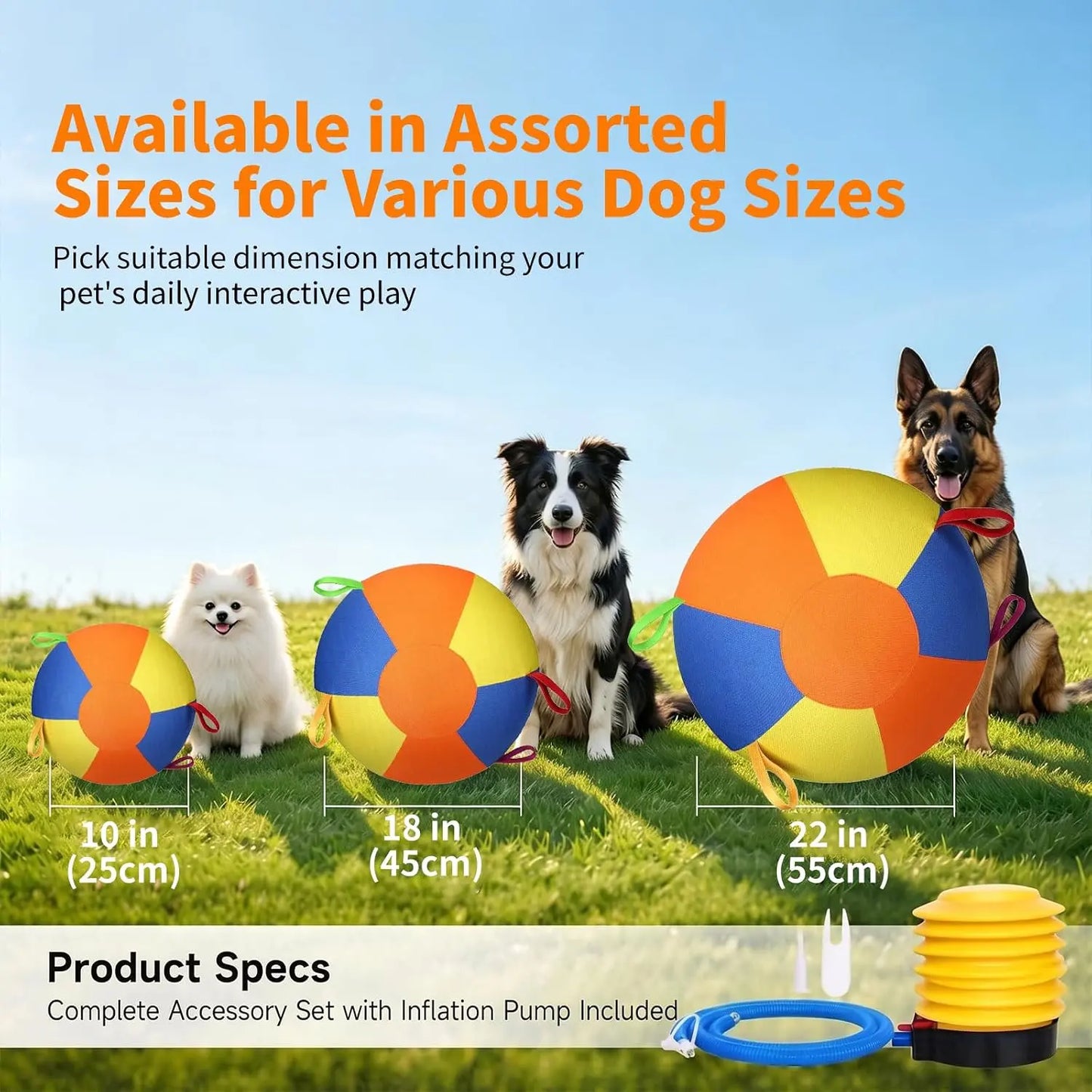 Herding Ball for Dogs and Horses, 18" Jolly Ball for Dogs, Dog Herding Balls for Australian Shepherd Collie,Herding Ball Durable Bite-Resistant with Reinforced Stitching, Medium Dog Toys Gifts