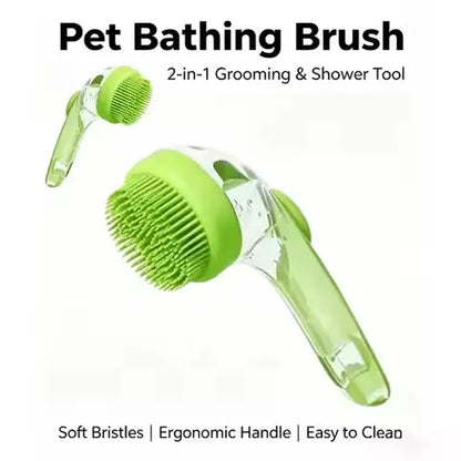 3-In-1 Pet Bath Brush with Shampoo Dispenser for Dogs & Cats, Ergonomic Handle, Gentle Massage Grooming Tool, Easy to Use, Essential Dog Bath Supply, Dog Bath Brush for Long and Short-Haired Dogs and Cats, Shower, Bath Accessory, Pet Shower, Pet, Bath Tim