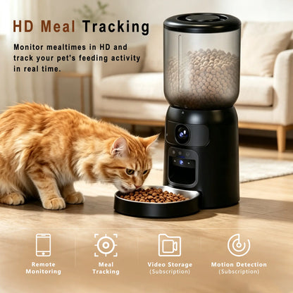 Taleboss Automatic Cat Feeder with Camera, 5L Large Capacity, Laser Toy, 1080P HD, App Control, Night Vision, 2.4/5G Wifi Pet Feeder with 2 Way Audio
