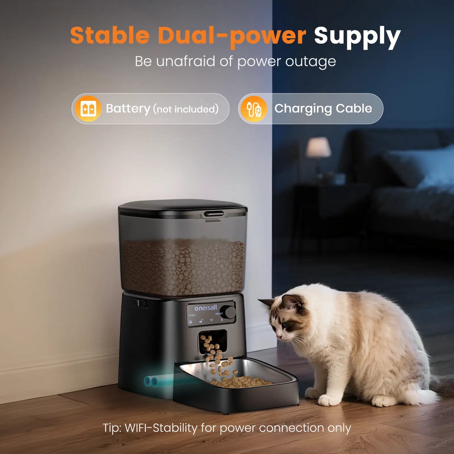 Oneisall Smart Pet Feeder, 3.5L Automatic Food Dispenser for Cats, Dogs，Small Pets Indoor, Timed and Quantitative Dry Food Cat Feeder Kibble, Feeding