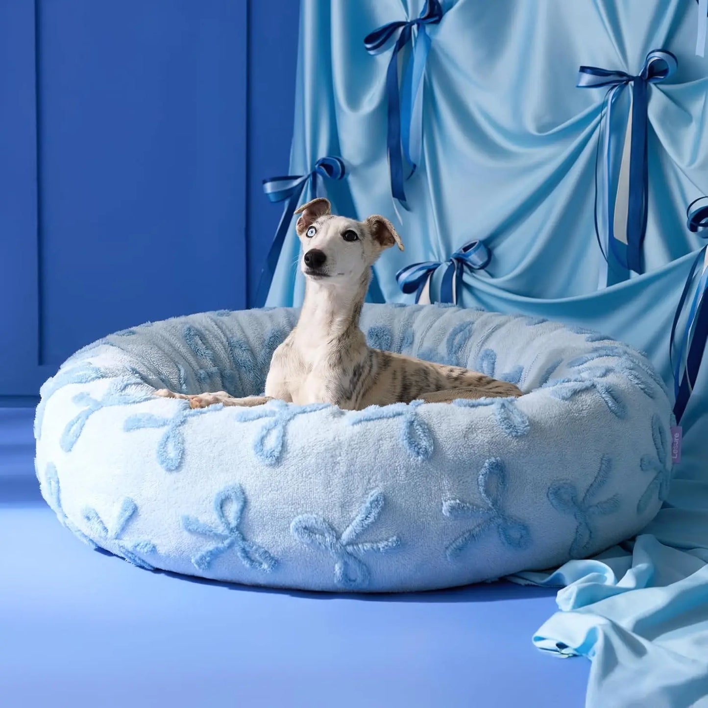 Lesure Jacquard Donut Dog Bed - Original Design Pattern,Cute Home Decor as Gift for Pet,Washable Cover Cute Home Decor as Gift for Pet,Anti Slip Bottom