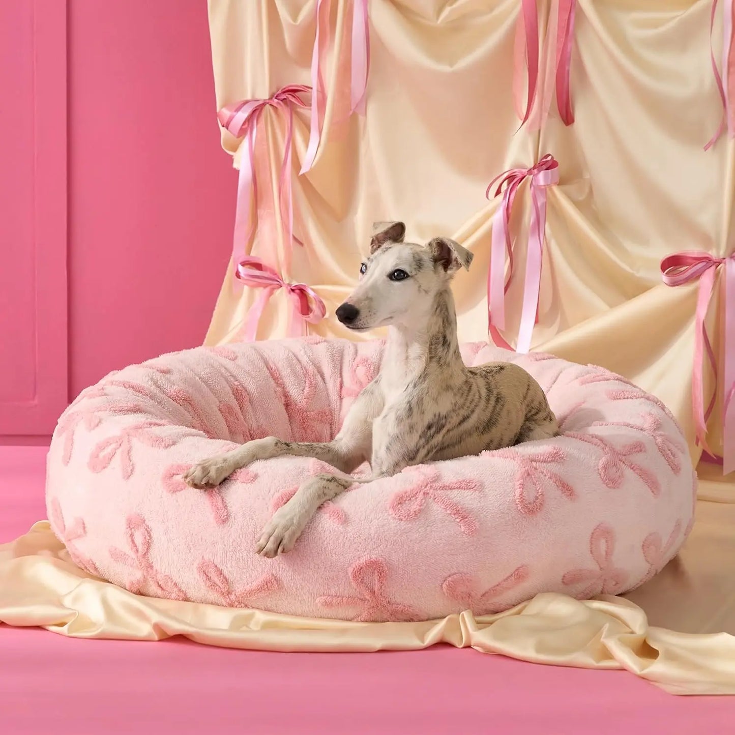 Lesure Jacquard Donut Dog Bed - Original Design Pattern,Cute Home Decor as Gift for Pet,Washable Cover Cute Home Decor as Gift for Pet,Anti Slip Bottom
