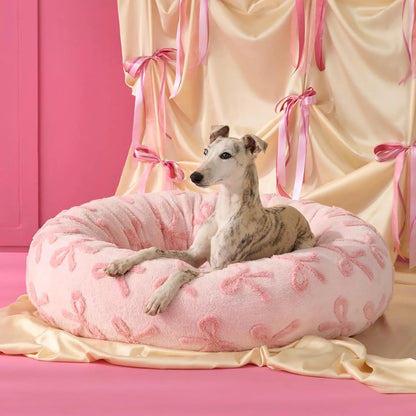 Lesure Jacquard Donut Dog Bed - Original Design Pattern,Cute Home Decor as Gift for Pet,Washable Cover Cute Home Decor as Gift for Pet,Anti Slip Bottom