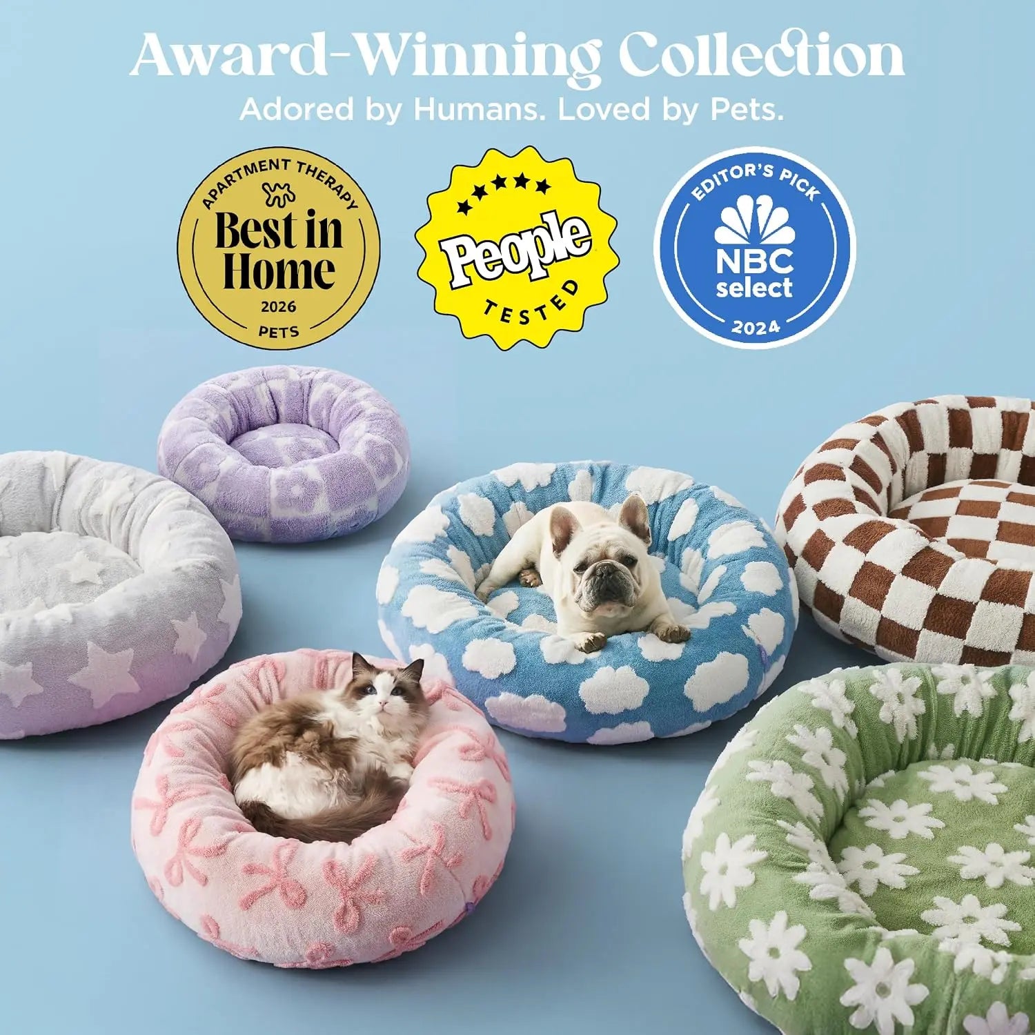 Lesure Jacquard Donut Dog Bed - Original Design Pattern,Cute Home Decor as Gift for Pet,Washable Cover Cute Home Decor as Gift for Pet,Anti Slip Bottom