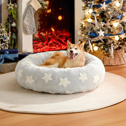 Lesure Jacquard Donut Dog Bed - Original Design Pattern,Cute Home Decor as Gift for Pet,Washable Cover Cute Home Decor as Gift for Pet,Anti Slip Bottom