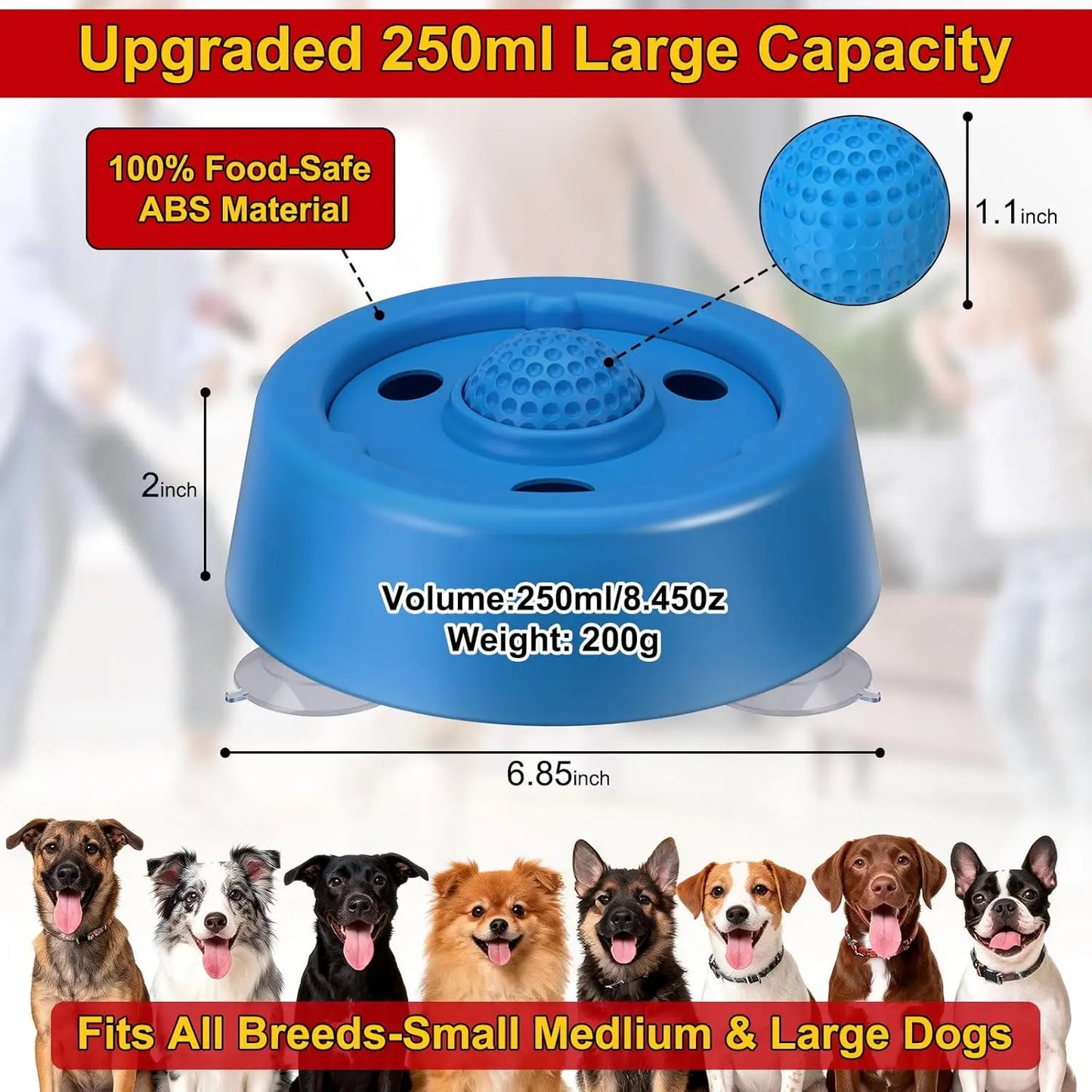 2 Pack Slow Feeder Dog Bowls for Liquid Treats Broth Yogurt, 250ML Dog Lick Bowl with Rolling Ball, Bottom Has Three Suction Cup to Prevent Sliding.Non-Slip Dog Feeding Bowl Pup Licking Bowl for Small Medium Large Dogs,Baby Gifts