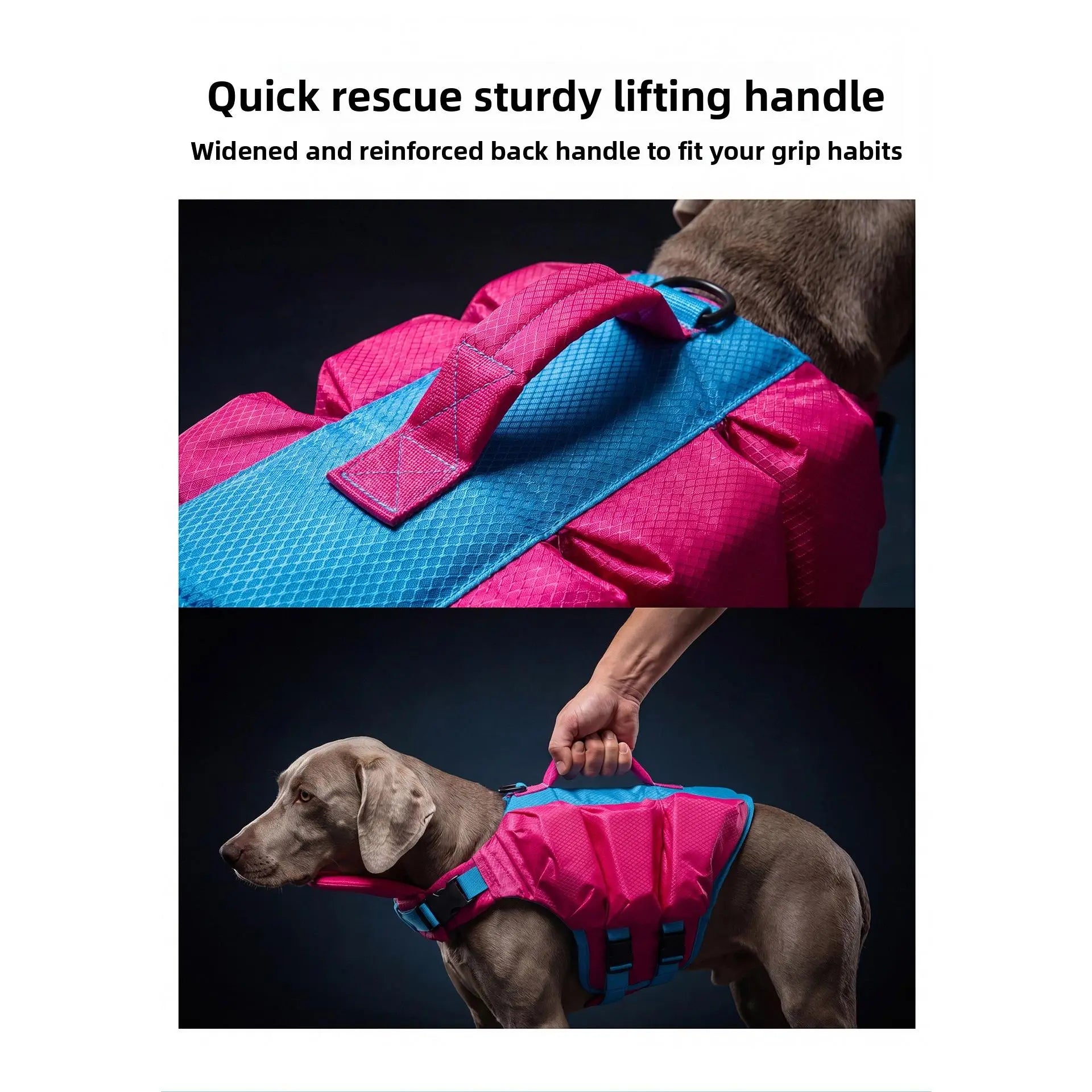 Dog Life Jacket - Pet High-Visibility Float Vest with Bright Contrast Colors, Ripstop Quick-Drying Fabric, Head Support for Pool, Lake, Ocean Activities
