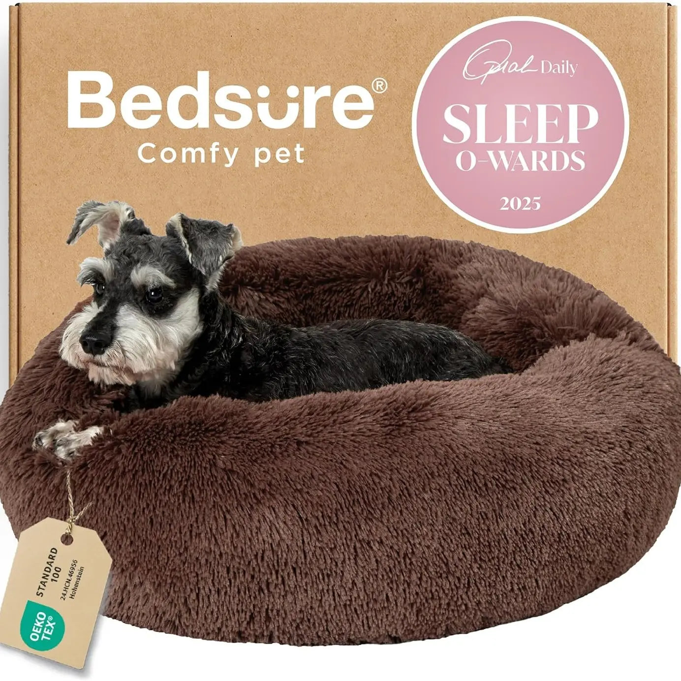 Lesure Jacquard Donut Dog Bed - Original Design Pattern,Cute Home Decor as Gift for Pet,Washable Cover Cute Home Decor as Gift for Pet,Anti Slip Bottom