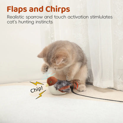 Potaroma Cat Toys Flapping Bird, Lifelike Chirping Cat Kicker, Rechargeable Touch Activated Interactive Kitten Toy #Backtoschool