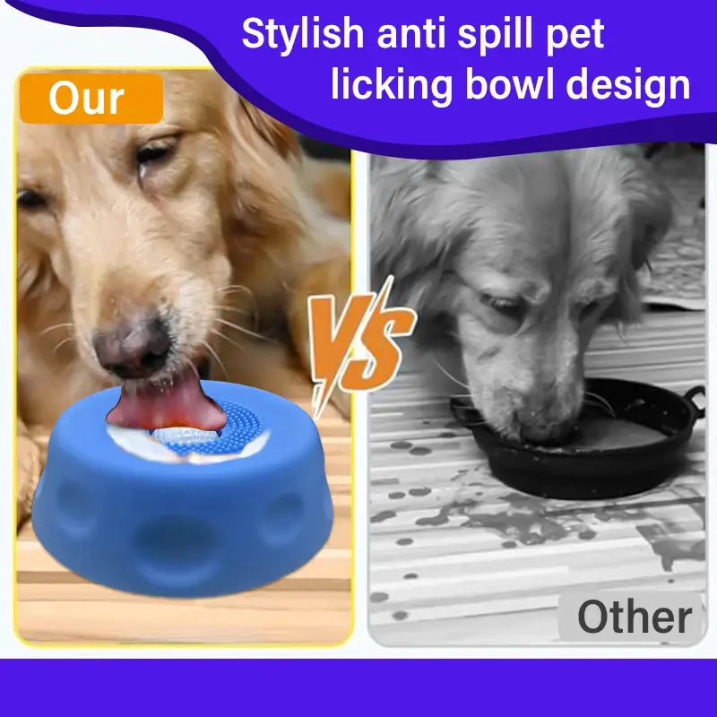 Slow Feeder Dog Bowls for Liquid Treat, Anti-Slip[Entertained Ball-In] Bone Broth Dog Lick Bowl,Pet Licking Bowls Cat Water Fountain Dog Products Puppy Essentials Cool Dog Stuff Paw Pace Liquid Slow Feeder Roller Ball Non-Slip Lick Ball Bowl Feeding