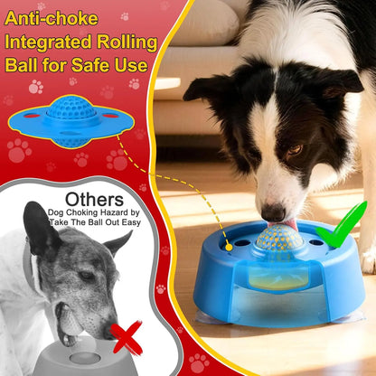 2 Pack Slow Feeder Dog Bowls for Liquid Treats Broth Yogurt, 250ML Dog Lick Bowl with Rolling Ball, Bottom Has Three Suction Cup to Prevent Sliding.Non-Slip Dog Feeding Bowl Pup Licking Bowl for Small Medium Large Dogs,Baby Gifts